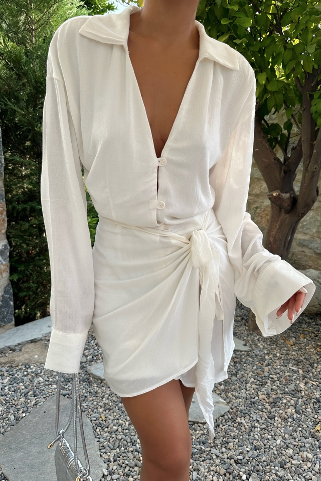 Allora White Shirt Collar Dress ATE2048 - 2