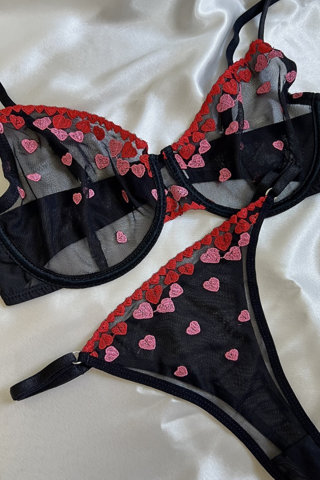 Barbie Heart Black Balenli Bra Set AATE6264 - 4