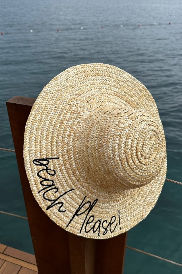 Beach Plesea Yazılı Hasır Şapka ATE6586 - 2
