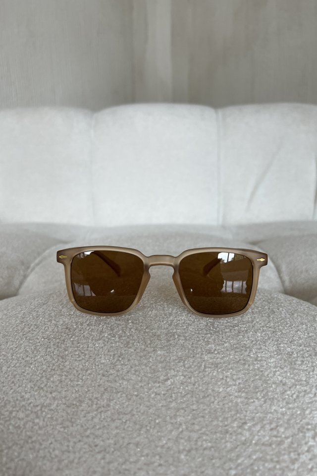 Beige Thin Frame Sunglasses ATE6727 - 4