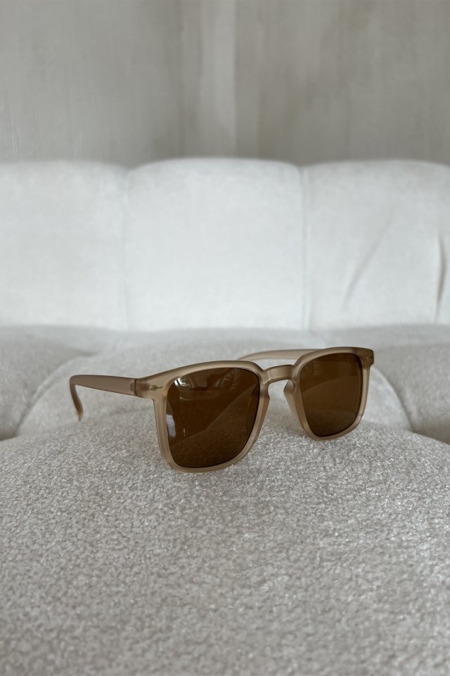 Beige Thin Frame Sunglasses ATE6727 - 5