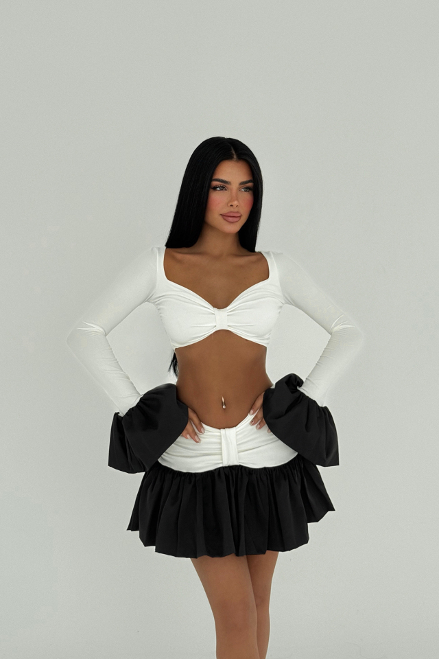Beyaz Sparkly Etek Üst Takım ATE-2533 - 2