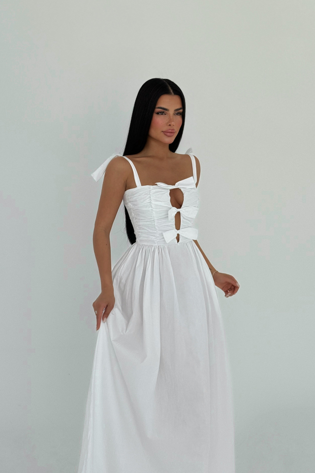 Beyaz Mirabelle Uzun Elbise ATE-2442 - 2