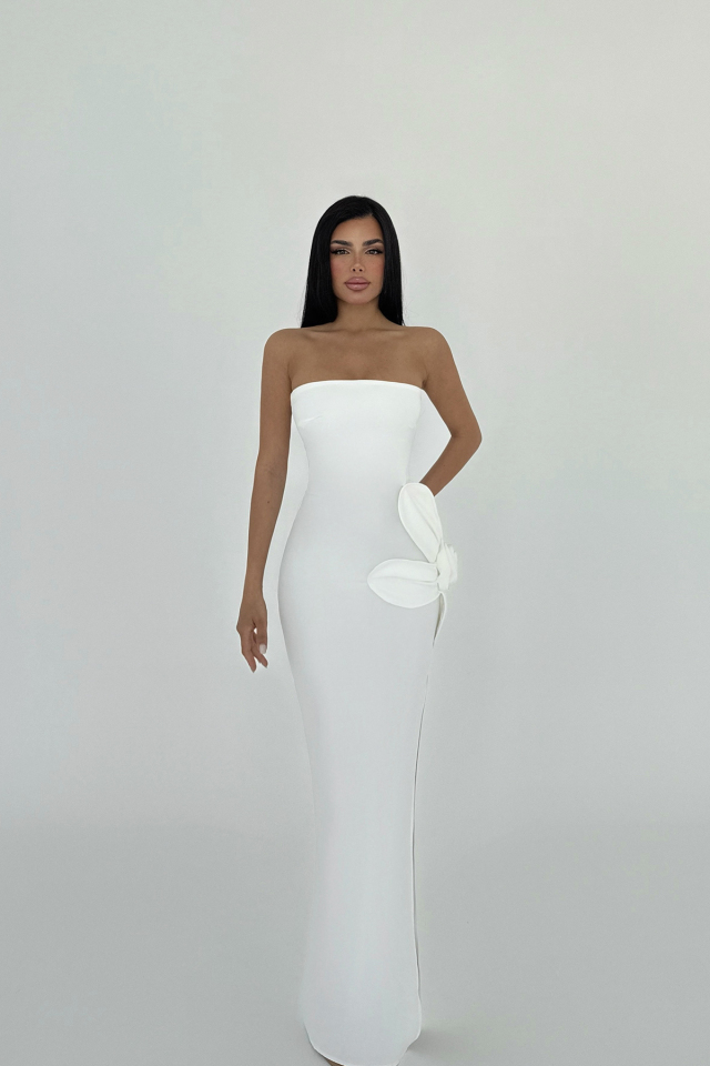 Beyaz Daysi Straplez Elbise ATE-2603 