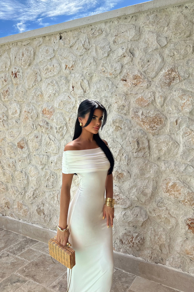Beyaz Brunella Sırt Detaylı Elbise ATE-0984 - 6