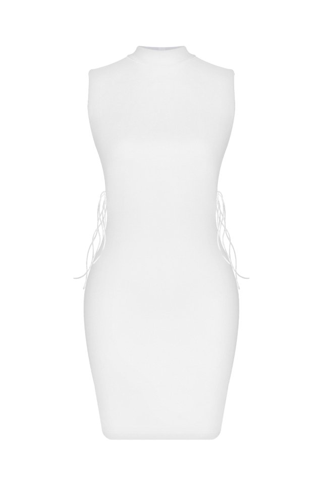 Beyaz Yanları Bağlama Nolita Elbise ATE210 - 2