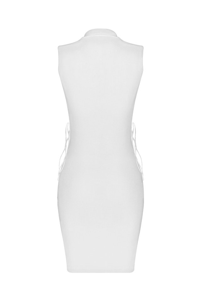 Beyaz Yanları Bağlama Nolita Elbise ATE210 - 4