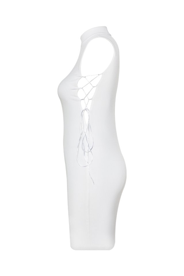 Beyaz Yanları Bağlama Nolita Elbise ATE210 - 8