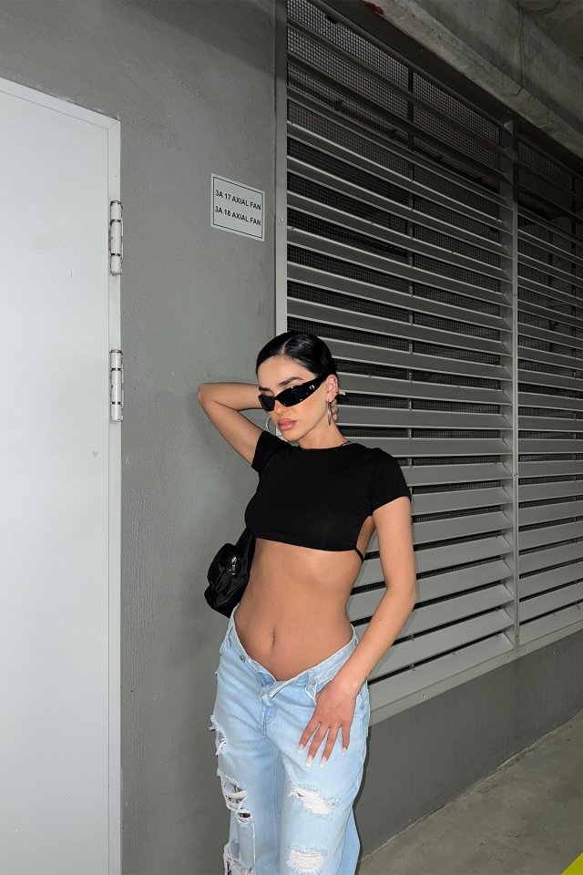 Black Back Laced Crop Top ATE6924 - 1