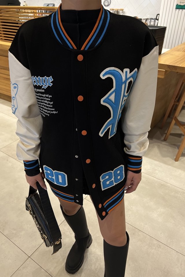 Black Printed College Jacket ATE2962 - 2