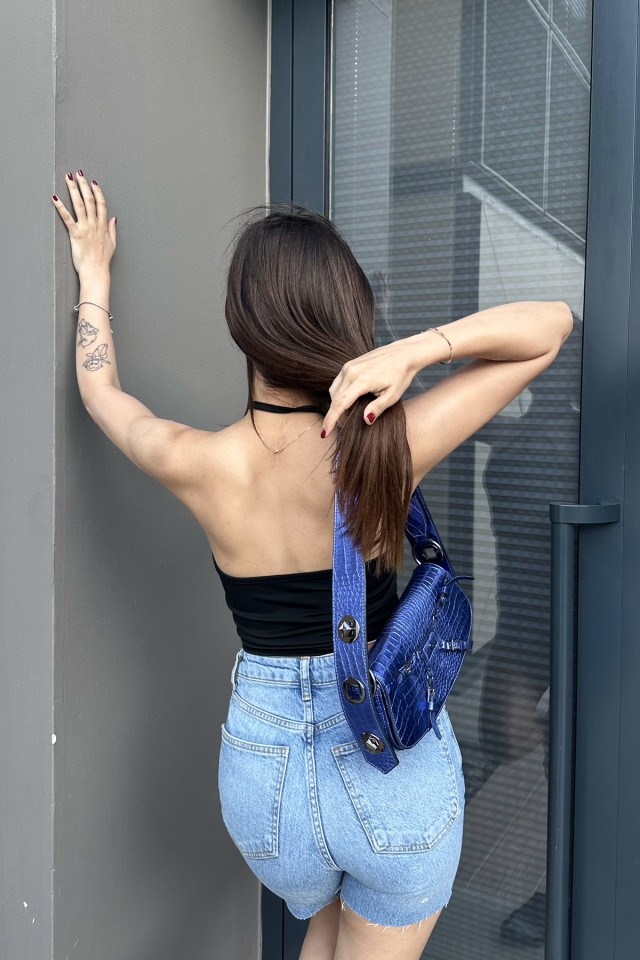 Black Ring Detail Crop Top ATE7153 - 5