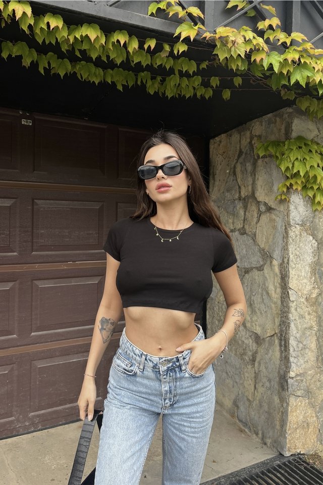 Black Stone Detail Crop Top ATE6708 - 4