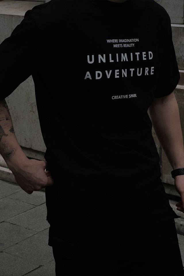 Black Unlimited Adventure Written T-shirt ATE4287 - 2