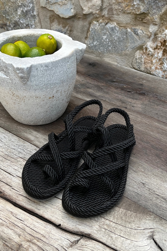 Black Wicker Sandals ATE6372 - 2
