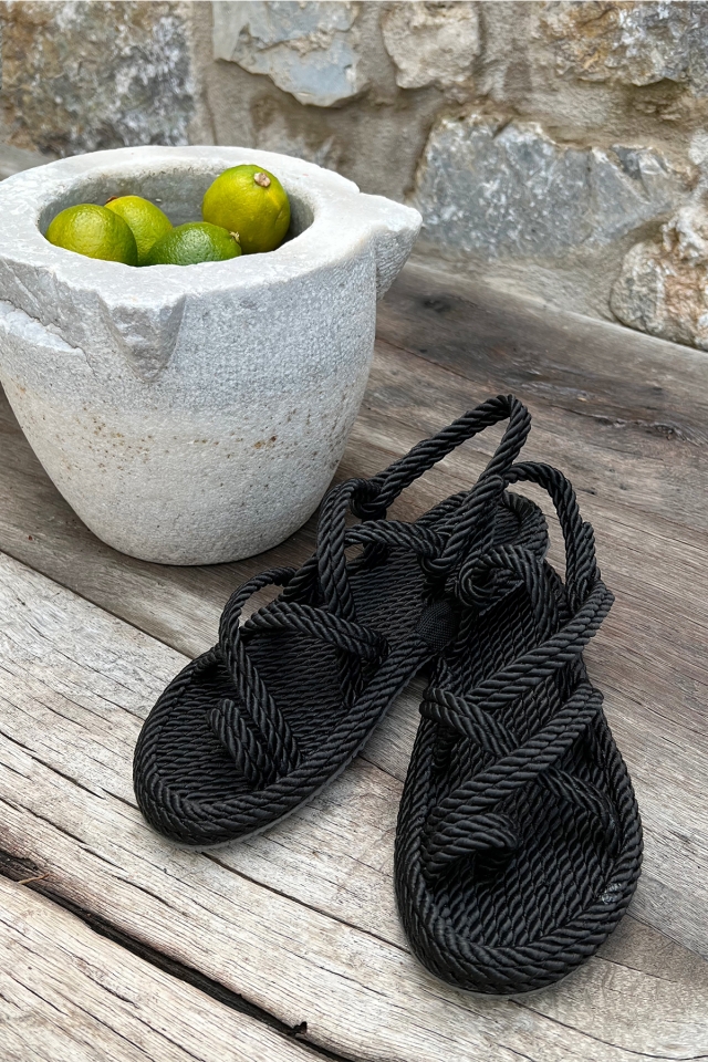 Black Wicker Sandals ATE6372 - 3