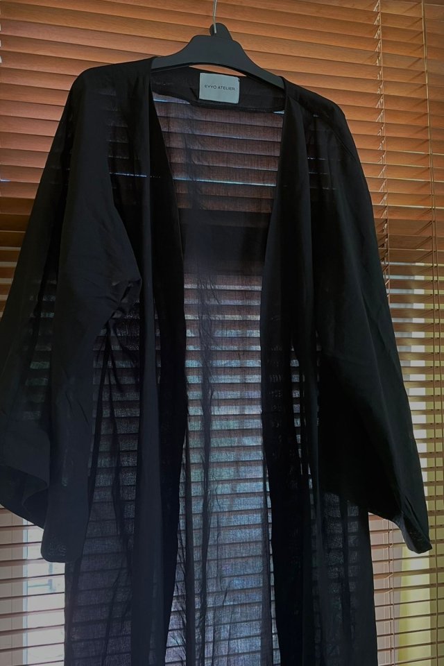 Black Linen Kimono TS925 - 1