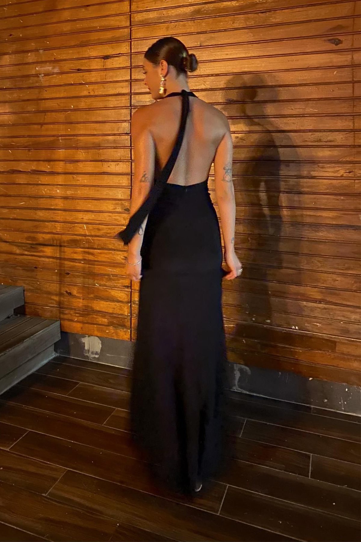 Black Maxi Length Slit Dress TWL3 - 10