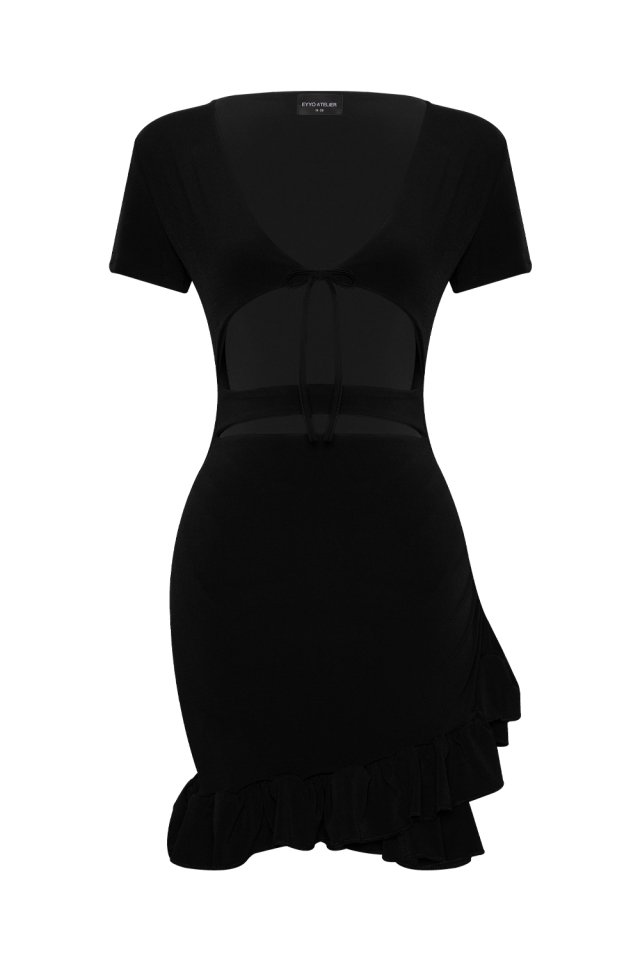 Black Open Front Double Breasted Dress R102 - 2