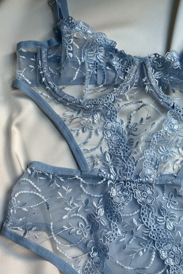 Blue Lace Detail Bodysuit ATE-1664 - 2