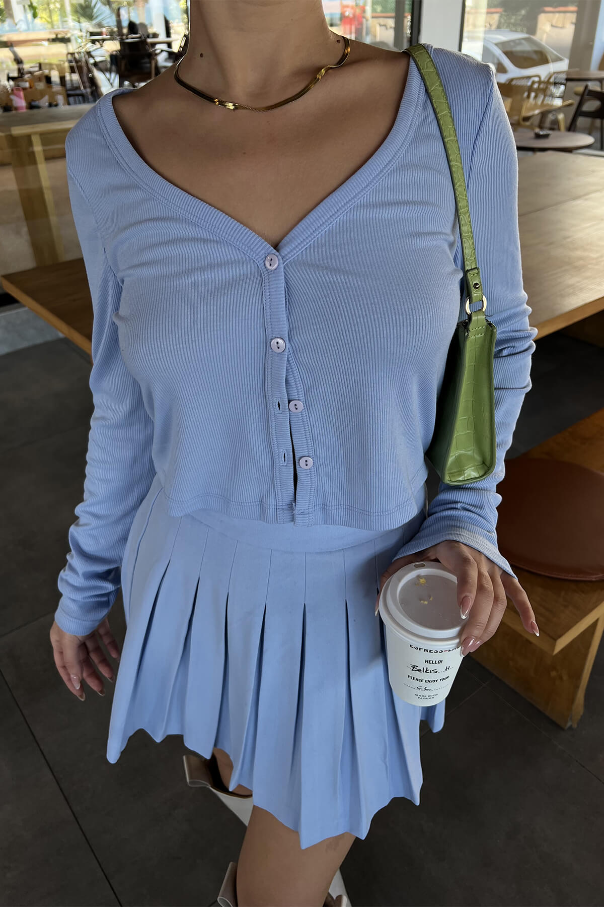 Blue Pleated Mini Skirt ATE2800 - 2