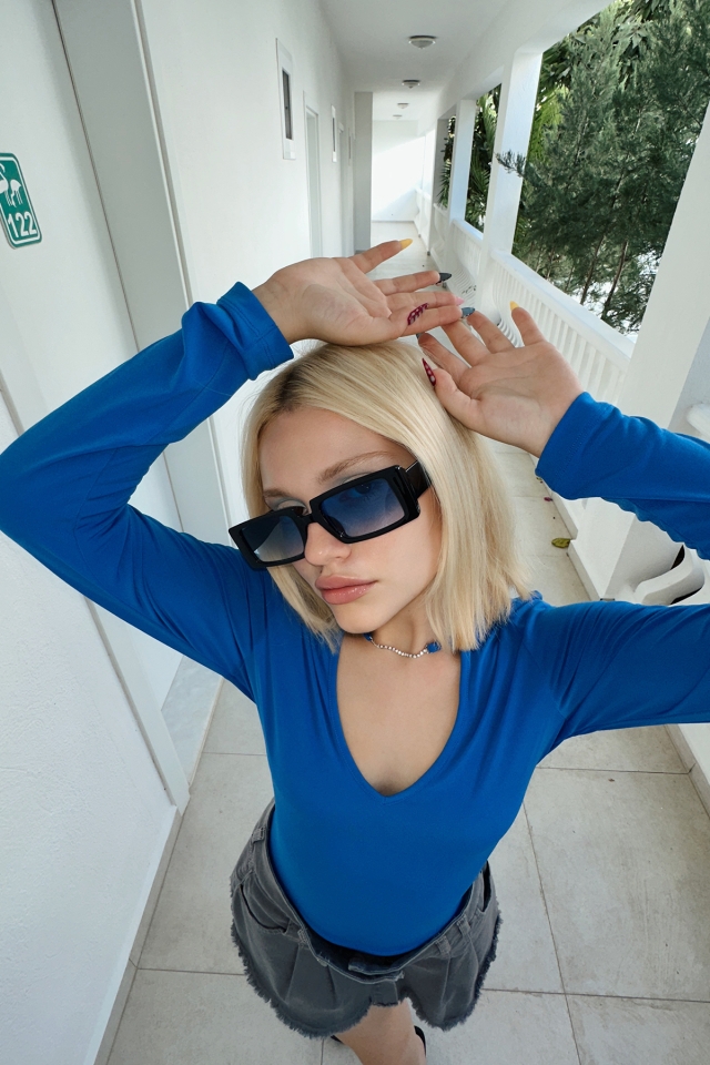 BlueThin-Rimmed SunGlasses ATEL2284 - 5