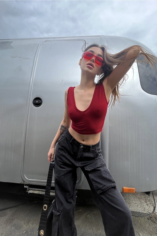 Bordo Askılı Basic Crop Top ATE6489 - 3