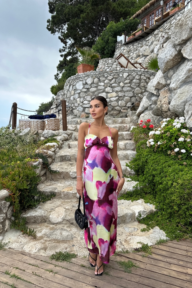 Çok Renkli Batik Desen Askılı Elbise ATE7179 - 3