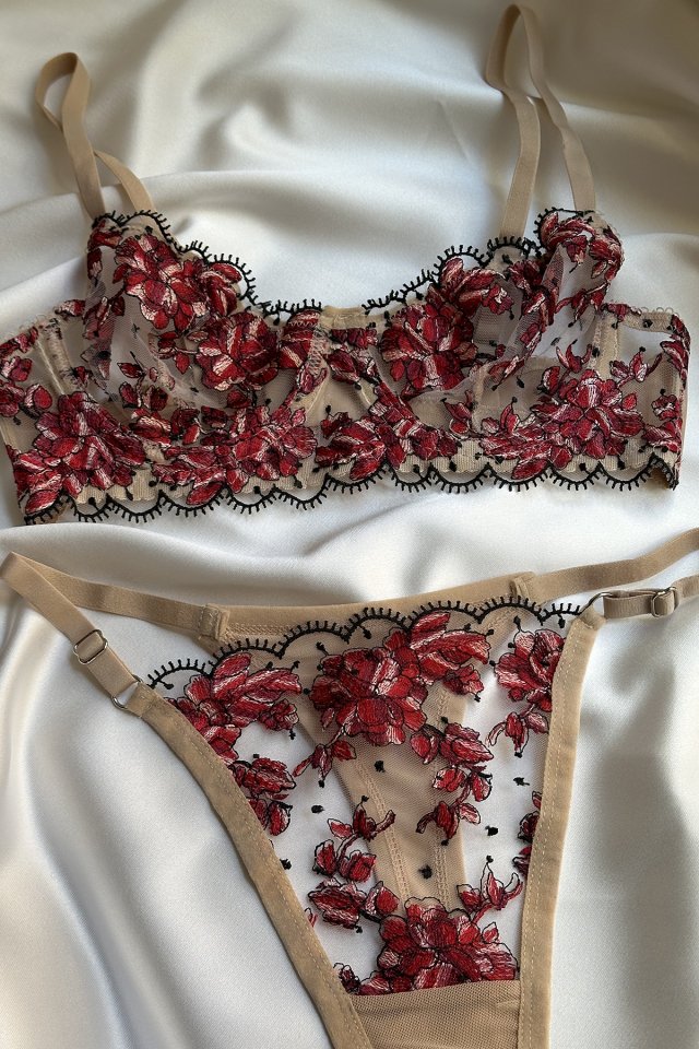 Cream Flower Detail Underwear ATE-1673 - 1