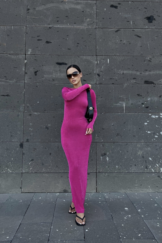 Fuschia Back Laced Detail Dress ATE2009 - 1