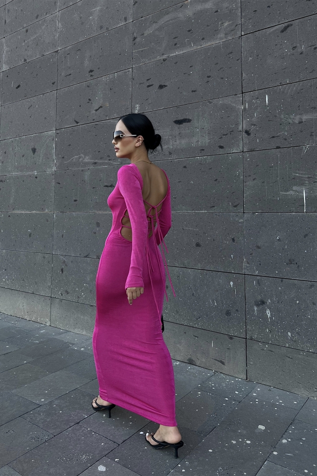 Fuschia Back Laced Detail Dress ATE2009 - 2