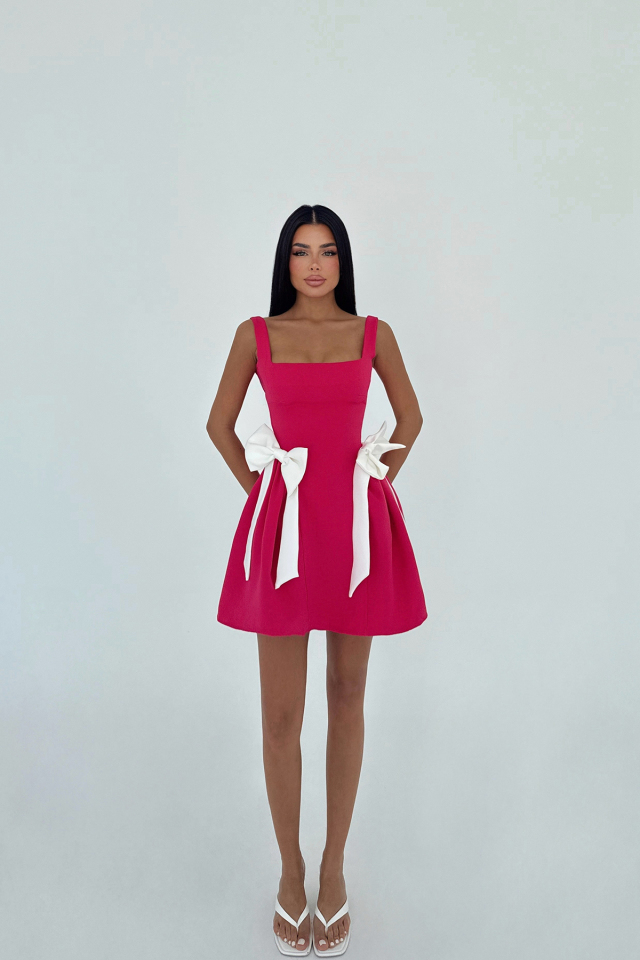 Fuşya Nellie Fiyonk Detaylı Mini Elbise ATE-2716 - 2