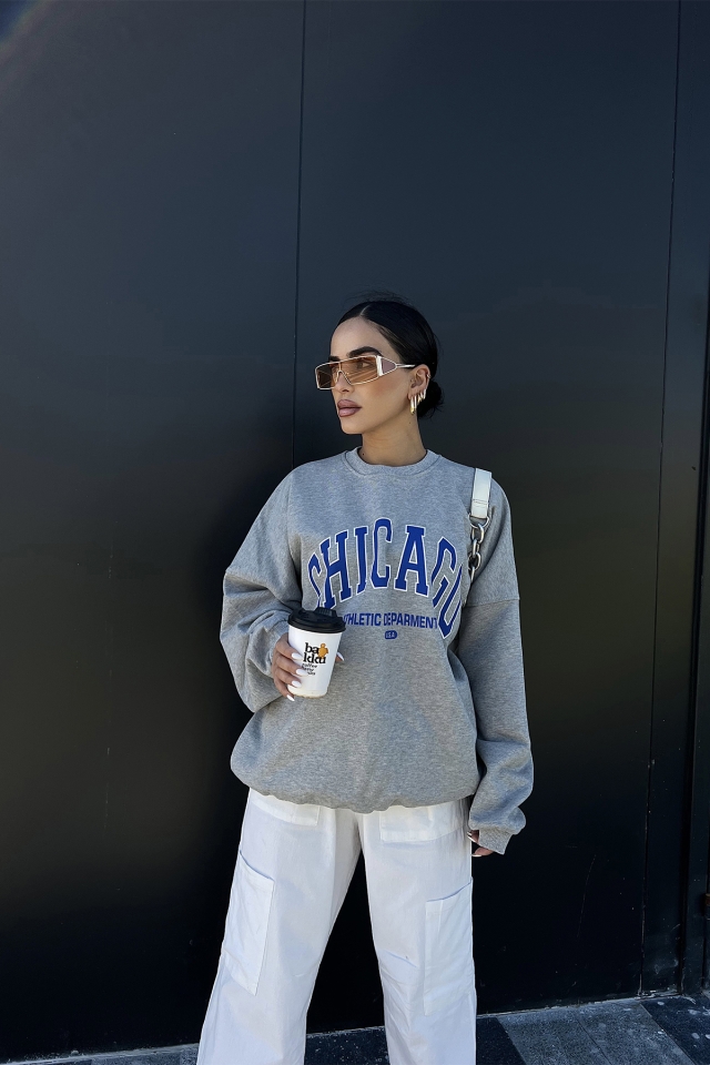 Gray Chicago Printed Sweat ATE2182 - 3