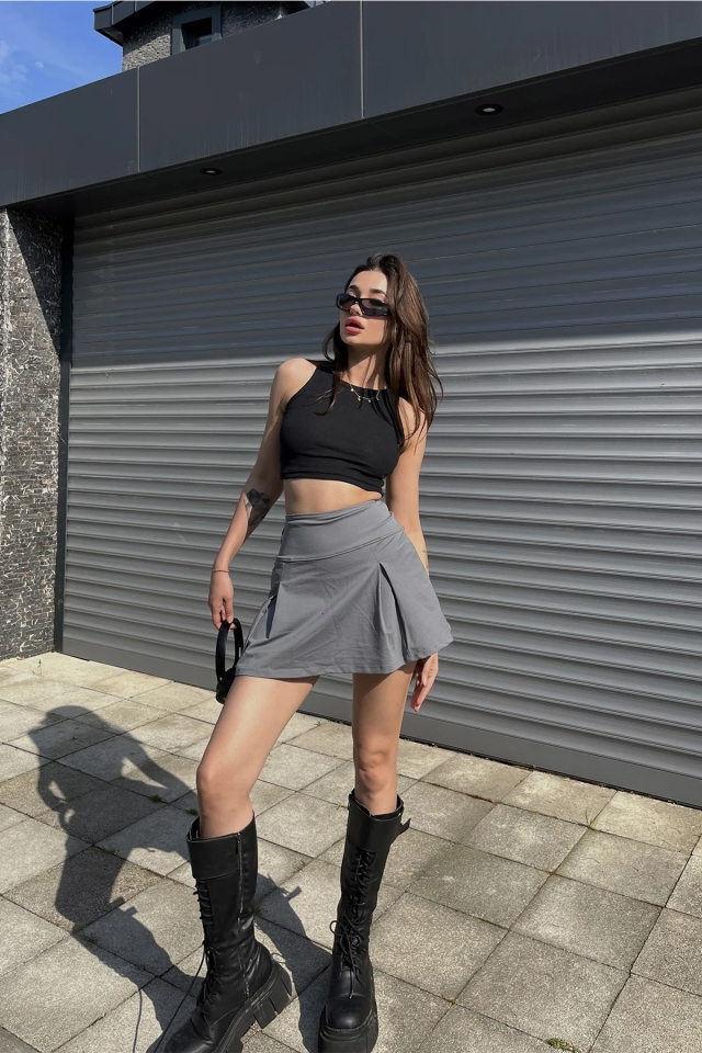 Gray Mini Skirt ATE6521 - 1