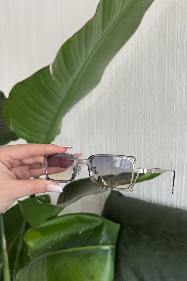 Gray Thin Frame Sunglasses ATE6725 - 4