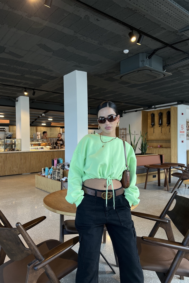 Green Laced Crop Top ATE2423 - 1