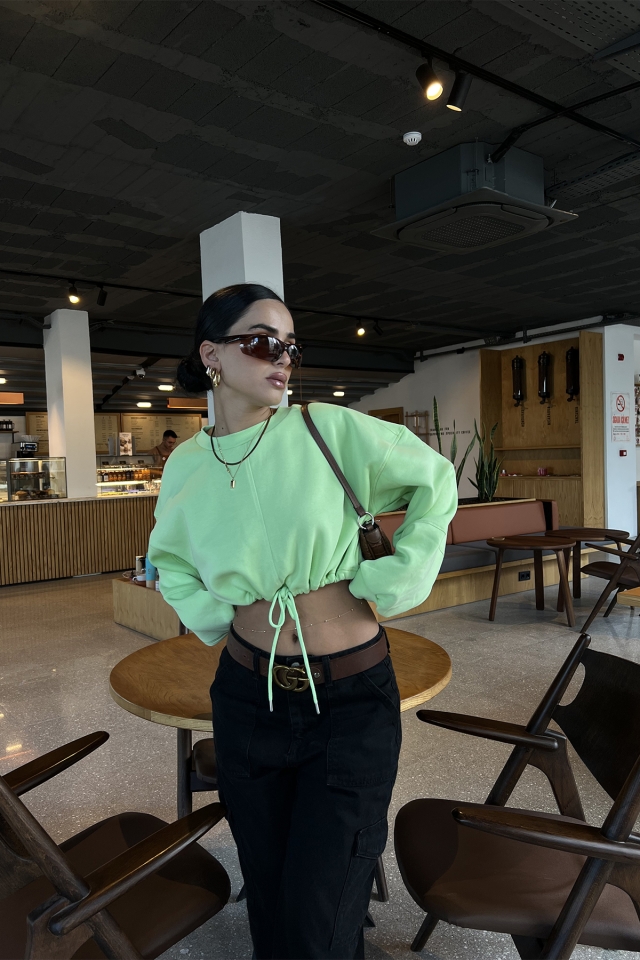 Green Laced Crop Top ATE2423 - 5