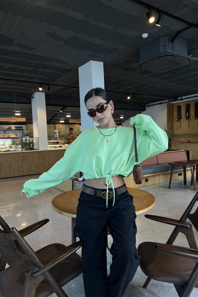 Green Laced Crop Top ATE2423 - 3