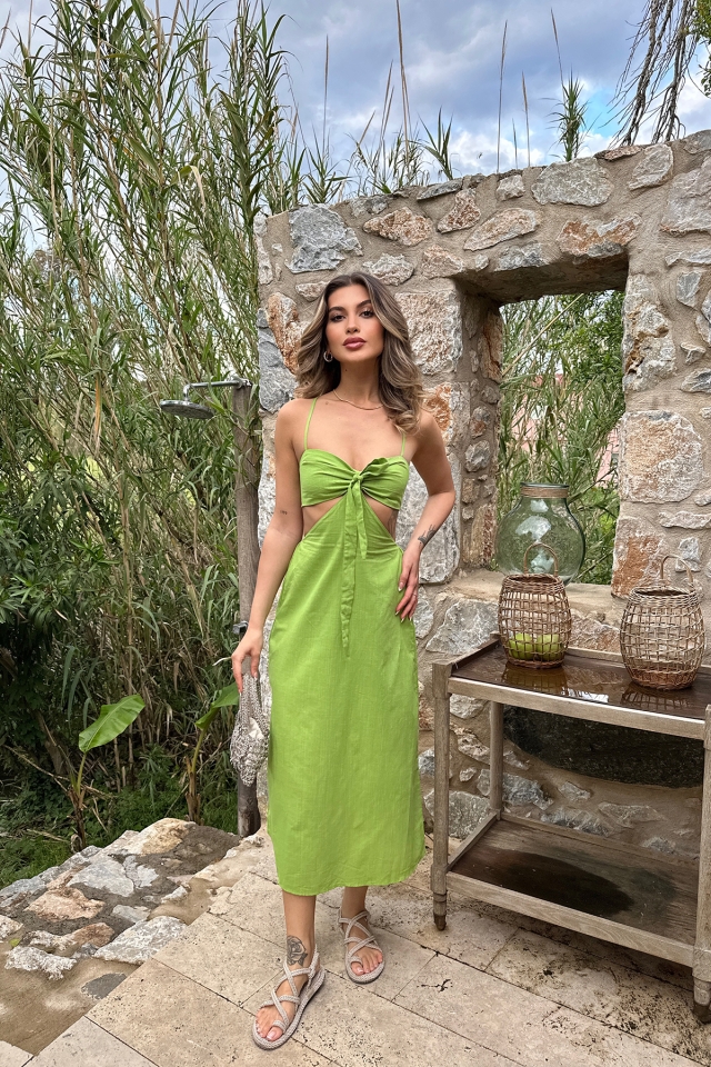 Green Laced Long Dress ATE6449 - 1
