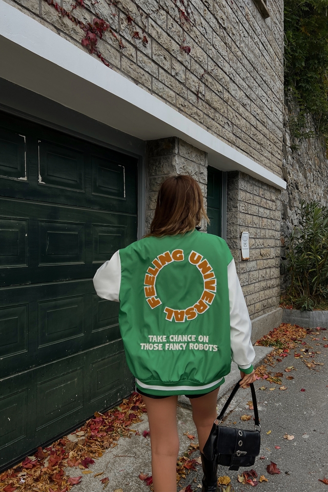 Green Letter Printed College Jacket ATE2533 - 2