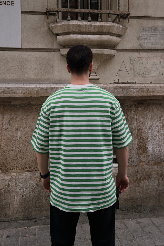 Green Lined Oversize Tshirt ATE5263 - 4