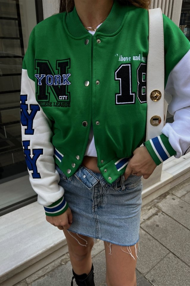 Green NY Printed Jacket ATE2279 - 2