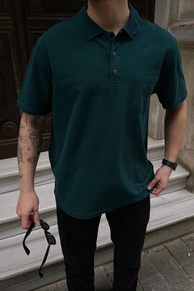 Green Pocket Detail Oversize Tshirt ATE5302 - 2