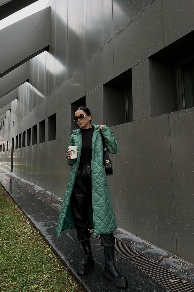 Green Quilted Long Coat ATE2061 - 2