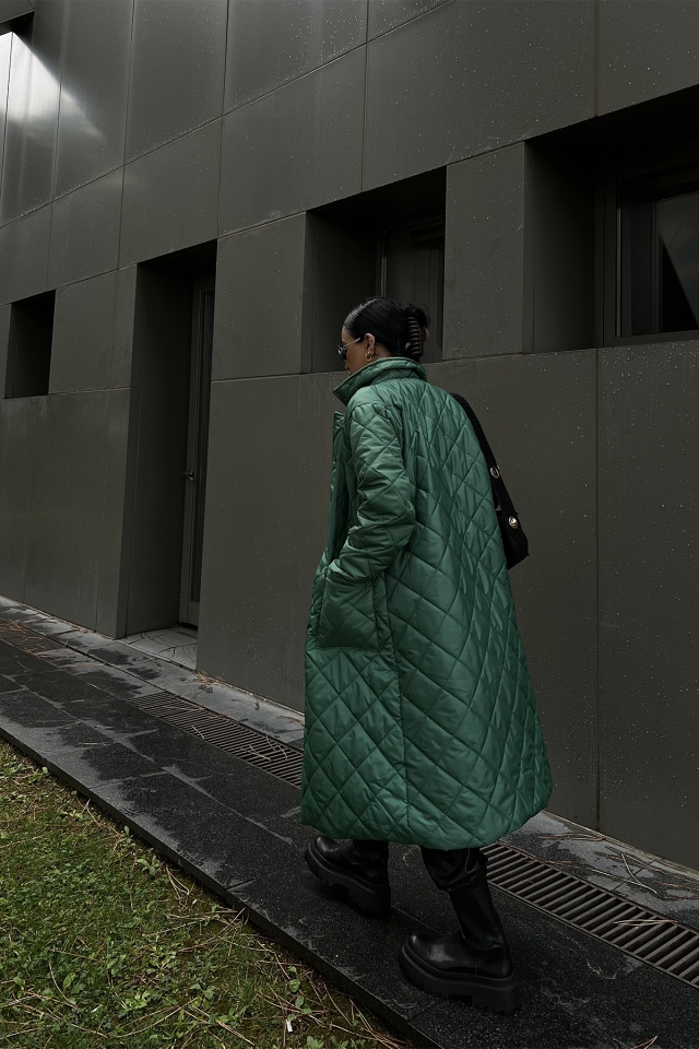 Green Quilted Long Coat ATE2061 