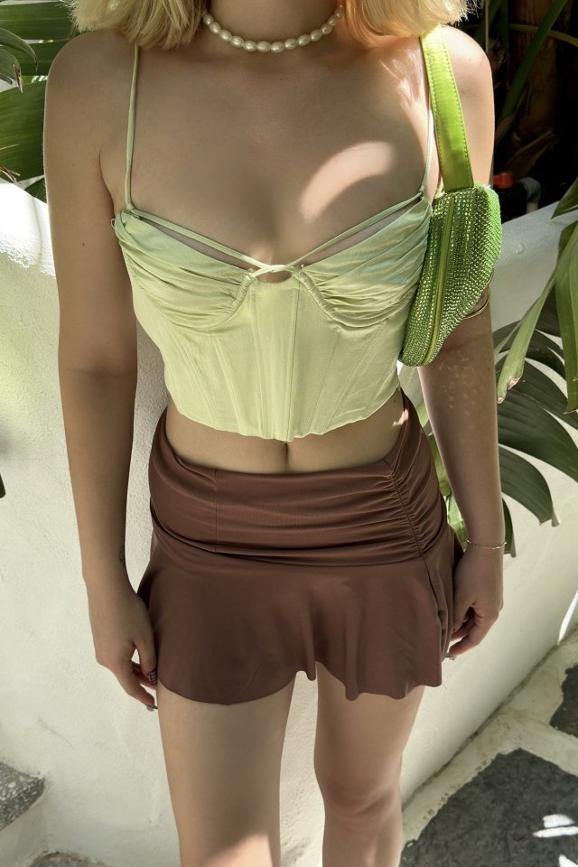 Green Strapped Sateen Crop ATE7031 - 2