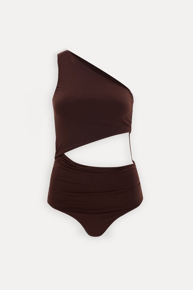 Kahverengi Pencere Detay Bodysuit ATE-0139 