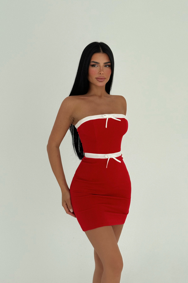 Kırmızı Nava Mini Elbise ATE-2489 