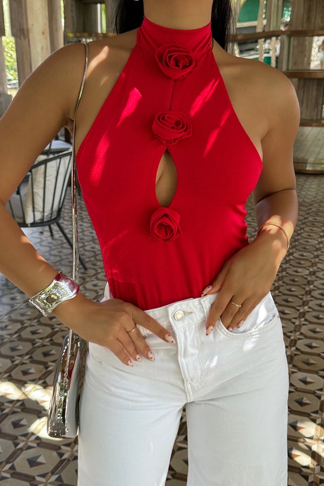 Kırmızı Rose Bodysuit ATE-0246 - 4