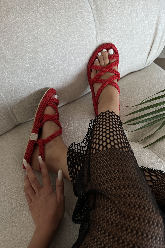 Kırmızı Hasır Sandalet ATEL36 - 2