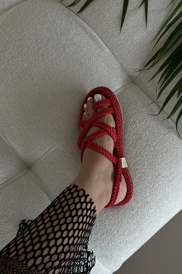 Kırmızı Hasır Sandalet ATEL36 - 3